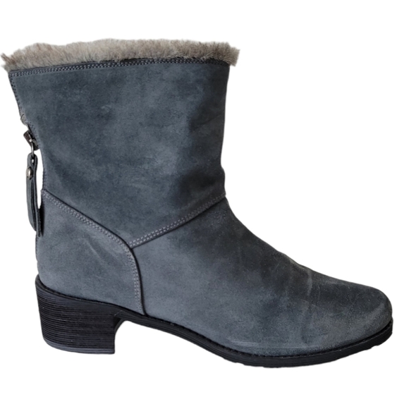 Stuart Weitzman Grey Suede Booties Faux Fur - Picture 1 of 10